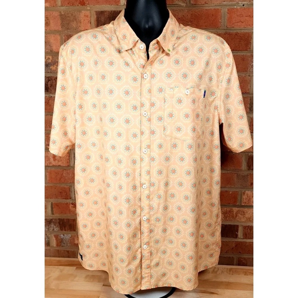 William Murray Button Front Shirt Sandy Tiles Size XL Golf Short Sleeve‎ Orange